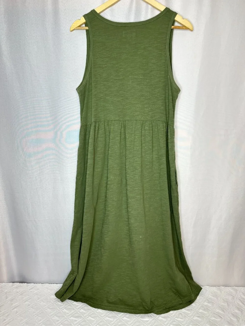 Pact Relaxed Slub Henley Tank Midi Dress, Size Medium Boho Nature Cottage Resort - Picture 2 of 8